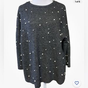 Zara grey sweater with pearls